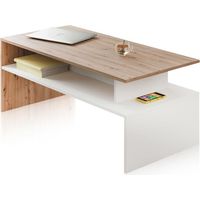 Mesa de centro Iris Blanco Artik (Blanco Mate) - Roble Nodi 50cm (ancho) x 43cm (alto)