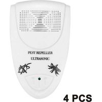 Lot de 4 répulsifs antiparasitaires à ultrasons - Anti-souris - Antiparasitaire prêt à l'emploi, idéal pour les souris, également efficace contre les cafards, les fourmis et les moustiques (blanc)- Cr