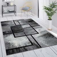 Paco Home Teppich Grau Wohnzimmer Vintage Kurzflor Geometrisch Abstraktes Muster 200x290 cm, Grau 4