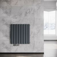 SONNI Paneelheizkörper Horizontal Heizkörper Design Flach heizkörper wohnzimmer Badheizkörper Einlagig Heizkoerper Seitenanschluss wohnzimmer mit Heizventil 630 x 616 mm Antrazit