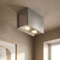 Plafonnier, luminaire de couloir, plafonnier, lampe de chambre, luminaire de salon, lampe de cuisine, métal gris béton, GU10 2 ampoules, L 18 cm