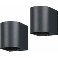2-teiliges Aluminium-Außenwandleuchten-Set – Beleuchtung nach oben/unten, IP44 wasserdicht, Schwarz – Für Terrassen, Decks, Balkone und Veranden – Mowze