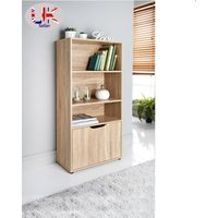 Oak 3 Shelves 2 Door Bookcase Storage Unit Display Cabinet Wood Furniture