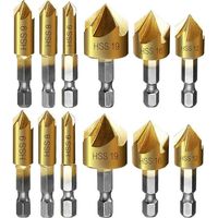 Fraise à chanfreiner metal 12 Pcs queue hexagonale poinon de centrage automatique forets à chanfreiner, 6mm 8mm 9mm 12mm 16mm 19mm
