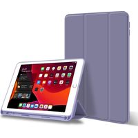 Coque pour iPad 10.2 Pouces - Compatible avec iPad 9e Génération (2021) iPad 8e Génération (2020) iPad 7e Génération (2019) - Avec Support Stylet et Fonction Veille/Réveil Automatique - Violet - 1 Piè