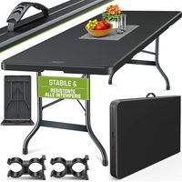 tillvex Tavolo da giardino pieghevole 220 x 70 cm in plastica, con maniglia per il trasporto, per giardino, terrazza e balcone, tavolo da campeggio per 10 persone