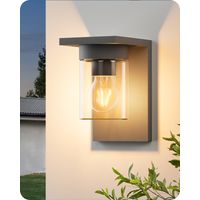 EDISHINE Wandleuchte Außen Wandlampe mit Klarglas IP44 wasserdicht E27 max. 15W Moderne Außenleuchte für Hauswand Garage Vordach (ohne Leuchtmittel) 19x12x15 cm Anthrazit