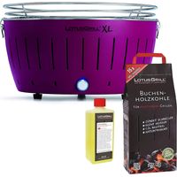 Barbecue Viola XL con Batterie e Cavo di Alimentazione USB + 2.5Kg di Carbonella di Faggio + Gel Combustibile 500ml -Lotus Grill