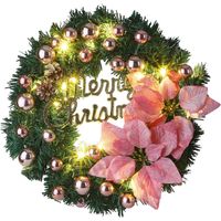 SJLERST LED Christmas Wreath, Boules Roses pour décoration de Vacances intérieure et extérieure, guirlandes de Noël pour la Maison et l'hôtel