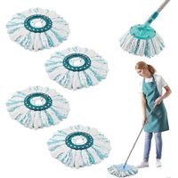 Mini kit de balai à franges, 4 têtes de rechange, balai à franges rond, système 2 fibres, compatible avec le balai Leifheit Clean Twist M.
