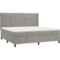 Giroletto LED con coprimaterasso testiera boxspring 200x200 cm tessuto velluto grigio chiaro TDL0207760