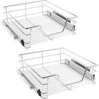 Aqrau 2 tiroirs de rangement téléscopiques - lot de 2 Panier de Rangement , tiroirs coulissants cuisine, paniers coulissants cuisine - 46 cm