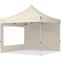3x3m Faltpavillon PROFESSIONAL Alu 40mm, Seitenteile mit Panoramafenstern, creme