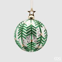 EDG Enzo De Gasperi Decorazione di Natale Palla Pini Stlizzati D 10 Cm White Green