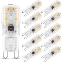 2W G9 Blanc Chaud 3000K, Ampoule LED, 25W Ampoule Halogène Équivalent, 230V AC 200lm, 360° Larges Faisceaux, Culot G9 Lot de 10