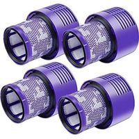 ALLIANDISLot de 4 filtres V10 pour aspirateur Dyson, lot de 4 filtres de rechange pour aspirateur Dyson V10, V10 Absolute, V10 Animal, V10 Motorhead, SV12 pièce de rechange P/N 969082-01