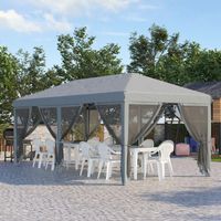 Tente Pliable Pop-Up Gazebo 6x3 m avec 6 Murs Latéraux en Maille Anti-UV et Sac de Transport Gris