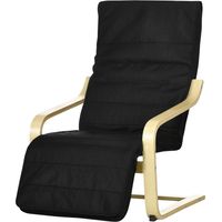Fauteuil de Salon Reposapiés Ajustable Butaca Tapizado en Tela Noir 66.5x94x100cm