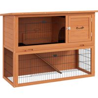 2 Tier Antiseptic Rabbit Hutch with Run Outdoor 92cm Orange
