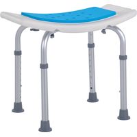 Sgabello per Doccia da Bagno in Lega di Alluminio e Plastica Antiscivolo, Sgabello Bagno con Altezza Regolabile 6 Livelli 39-52cm, Blu