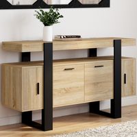 PHOENIX Aparador de 4 puertas en madera y negro 140 cm