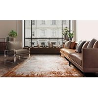 Kuza Border Abstract Modern Distressed Soft Velvety Silky Rug Terracotta Medium 120x170 cm (4'x5'6")