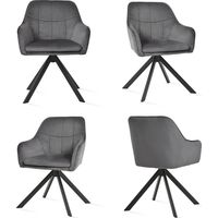 Goeurvant Chaises Pivotante Confortable avec Dossier Large et Accoudoirs Ergonomiques - Lot de 4 - Gris foncé