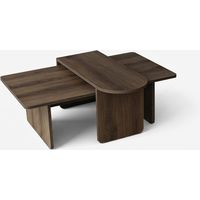 2er Set moderne Paris Beistelltische aus Holz - Walnuss