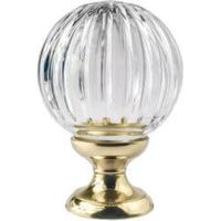 Quincadeco – Boule de rampe cristal soleil 100 mm – Socle en laiton massif poli verni – Fixation invisible sur 3 points – Fabrication européenne