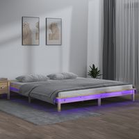 Estructura de cama con LED madera maciza King Size 150x200 cm vidaXL