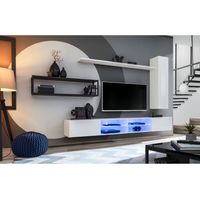 Ensemble meuble TV mural Switch Met IV - L 300 x P 40 x H 170 cm - Blanc - Livraison gratuite