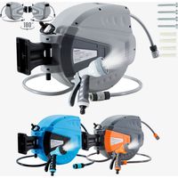 Arebos – Enrouleur tuyau arrosage automatique 30 m – Support mural pivotant 180° – 9 fonctions de pulvérisation – Mécanisme d'enroulement automatique