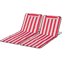 Set 2 lettini spiaggia pieghevoli rossi con schienale regolabile 5 livelli e borsa