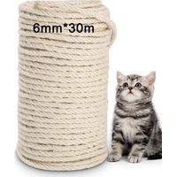 Coavas – Corde en sisal naturelle 6mm × 30m – Résistante au frottement – Pour griffoirs et projets créatifs – Biodégradable et durable