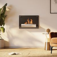 Cheminée bioéthanol Murale encastrable brûleur 0.9 L. environ 3 h de durée de combustion 60L x 22l x 40H cm noir