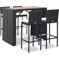vidaXL Ensemble de bar 5 pcs Résine tressée et bois d'acacia Noir
