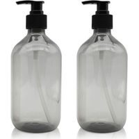 2 Pièces Distributeur de Savon 500 ML, Flacons Vides à Pompe à Pression Vide en Plastique, Rechargeable pour huiles essentielles, lotions, shampooing, après-shampoing (Gris)