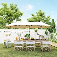 Doppelter Gartenschirm 460x270x240 cm, UV-beständig, mit Kurbel, für Terrasse, Garten, Pool, Beige