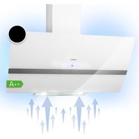 Klarstein – Hotte aspirante inclinée 90cm – Débit d'air 509 m³/h – Éclairage LED – Filtres en aluminium lavables – Efficacité énergétique A