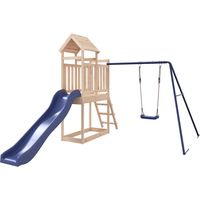 Vidaxl – Aire de jeux d'extérieur en bois de pin massif – Cadre d'escalade avec toboggan et balançoire – Hauteur 90 cm – Pour enfants 3-8 ans