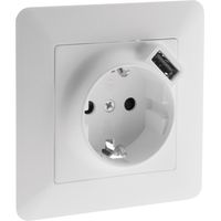 Prise Schuko + USB - Blanc - Zenitech