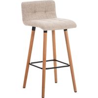 CLP – Tabouret de bar Lincoln – Hauteur d'assise 75 cm – Revêtement tissu 100% polyester – Piètement bois stable à 4 pieds – Repose-pieds intégré