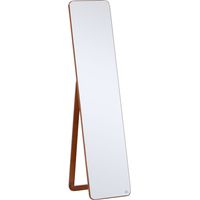 HOMCOM Espejo de Pie Cuerpo Entero Rectangular Espejo de Pared con 2 Formas de Uso Marco de Pino Moderno para Pasillo Dormitorio Sala de Estar 37x43x156 cm Nogal