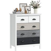 Sideboard, Kommode, 5 Schubladen, lackierte Oberfläche, MDF & Kiefern, 70 x 38 x 85 cm, Weiß