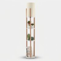 Lámpara de pie con estantes de madera y pantalla Circle Nora