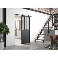 Optimum Kit Schiebetür Atelier Schwarz Sichtschiene Glas