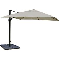 Ombrellone parasole decentrato HHG-323 3x4m avorio grigio girevole con base