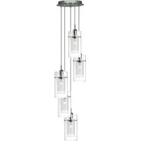 Searchlight Duo 1 - Suspension à 5 ampoules en spirale, chrome, verre, E14