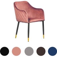 Chaise de salle à manger en velours rose – Dossier rembourré ergonomique – Pieds en métal avec embouts dorés – Hauteur 81 cm – Pn Home