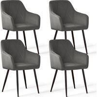 AINPECCA 4X Dining Chairs Set Faux Leather/Suede/Velvet Padded Metal Legs Armchair Home,GREY